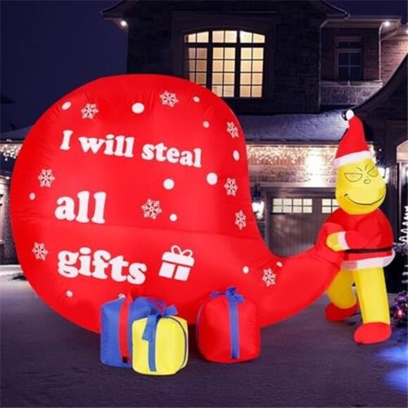 7FT Christmas Inflatable Outdoor Decoration Santa Claus Gift Bag, Inflatable - Picture 5 of 7